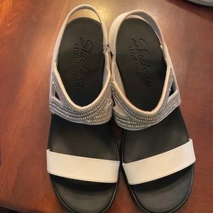 Skechers Luxe Foam Sparkle Wedge Sandals like new condition